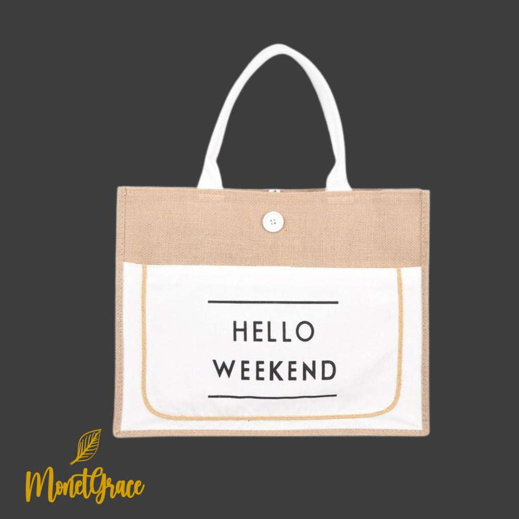 Hello Weekend Beach Bag